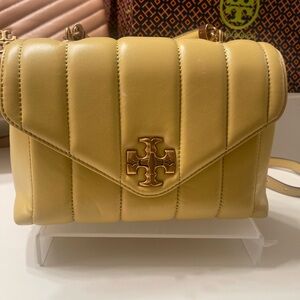 Tory Burch Yellow Quilted Leather Kira Satchel Crossbody Bag